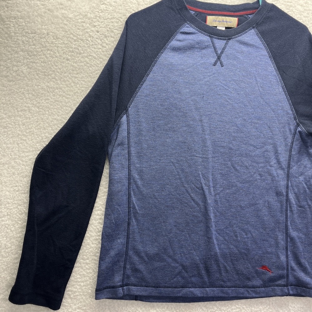 Tommy Bahama Shirt Mens Medium Blue Long Sleeve Crew Neck Pullover Polyester - Picture 3 of 16